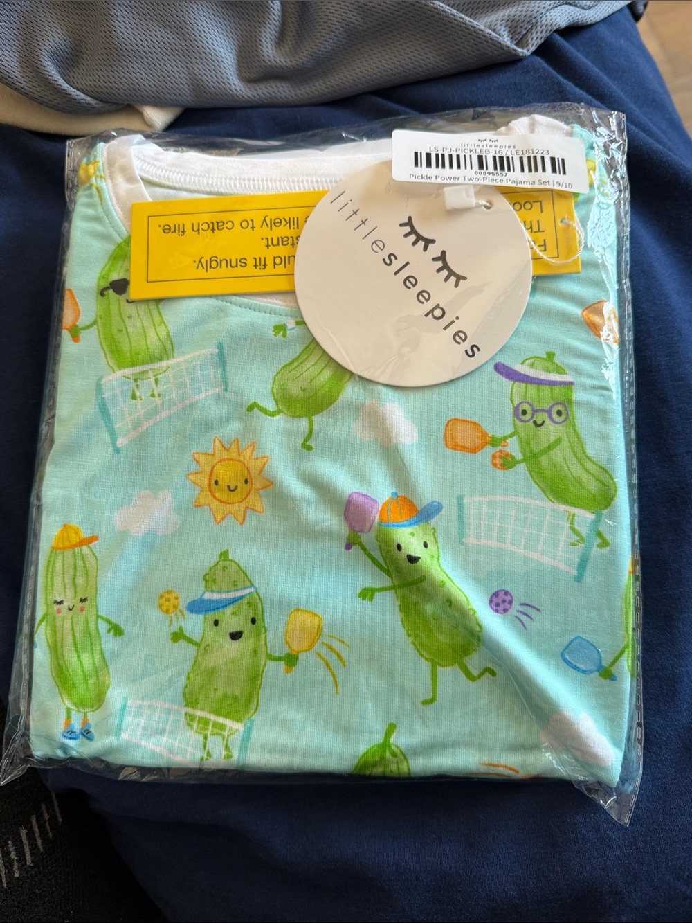 Little Sleepies Light Aqua Pickle Print Kids Pajama Set